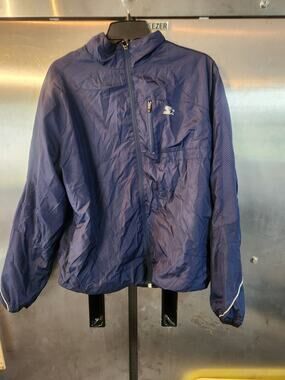 Starter Men's Navy Full Zip Windbreaker Jacket Size M Lightweight Track Jacket